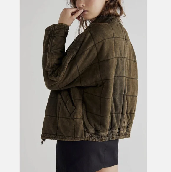 NWT Free People Dolman Quilted Jacket Dusted Military Size Medium - Picture 3 of 9
